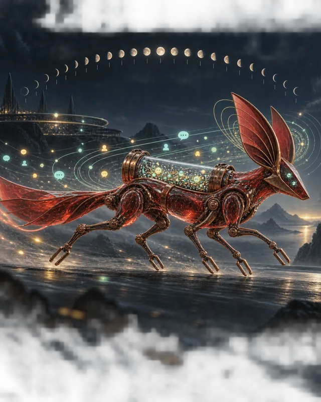 Rastreador de cristal rojo con seis patas que captura señales recientes bajo un ciclo de treinta días