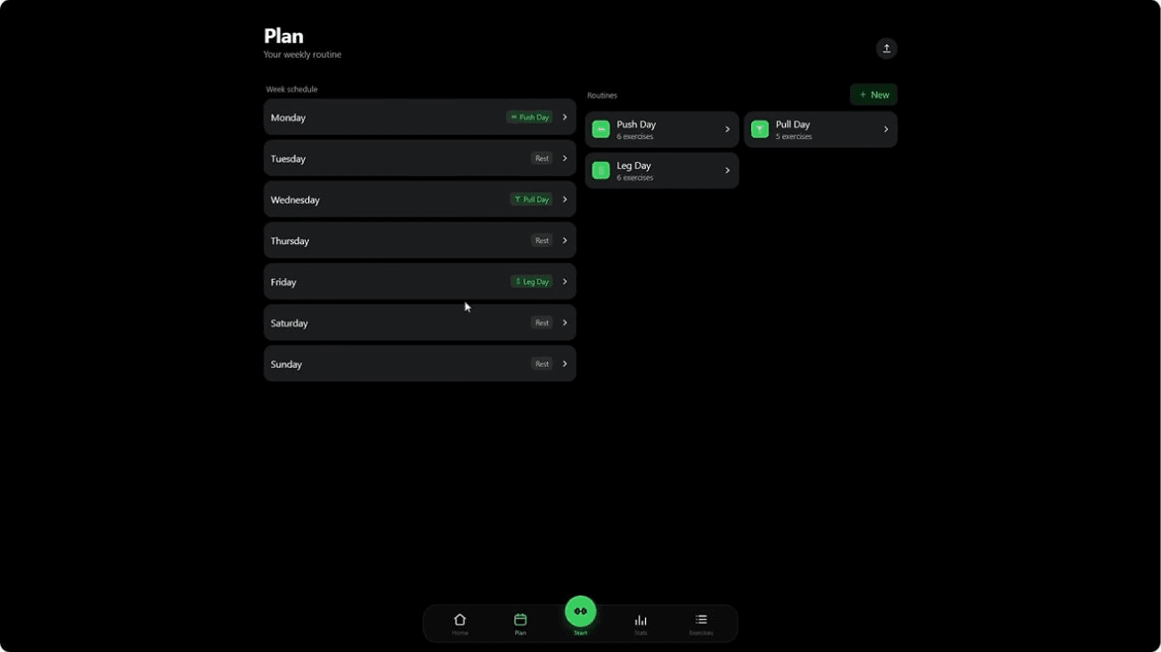Planificación semanal de openGym en el vídeo de Servers at Home