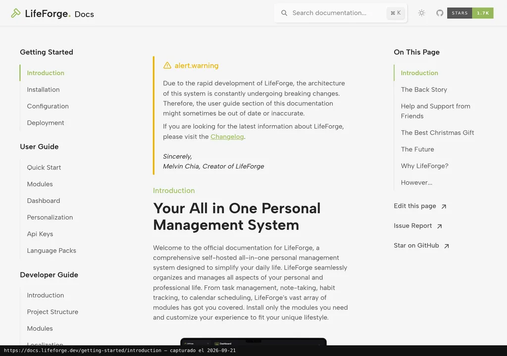 The official LifeForge website