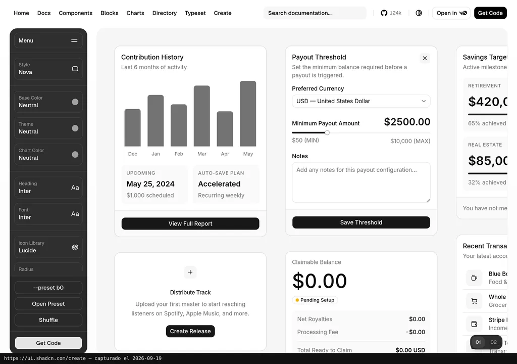 shadcn/ui con un proyecto en edición