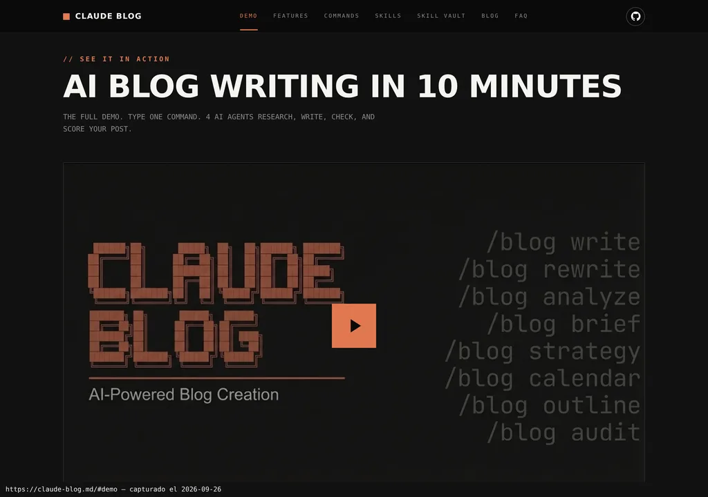 Claude Blog en funcionamiento