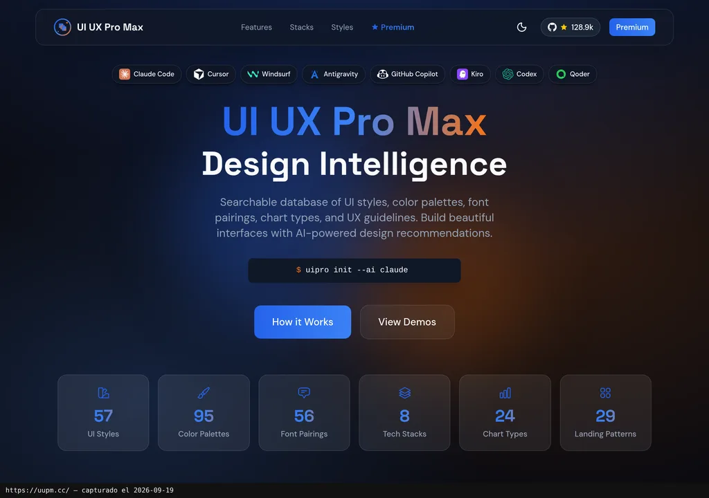 La web oficial de UI UX Pro Max Skill