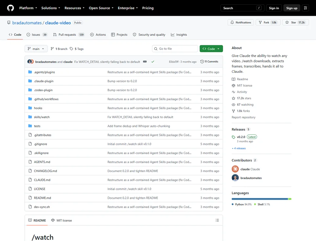 Repositorio oficial de Watch con su estructura, licencia y versión publicada