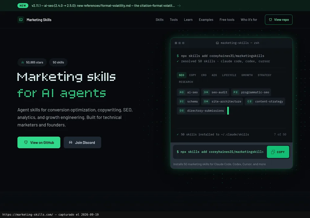 La web oficial de marketingskills
