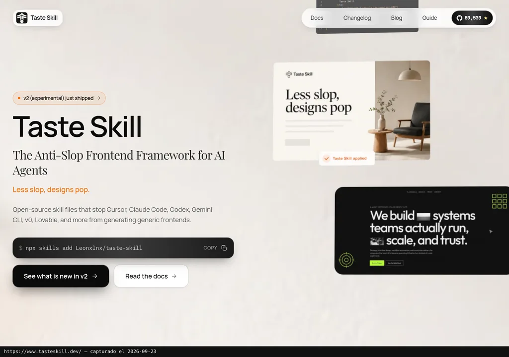 La web oficial de Taste Skill