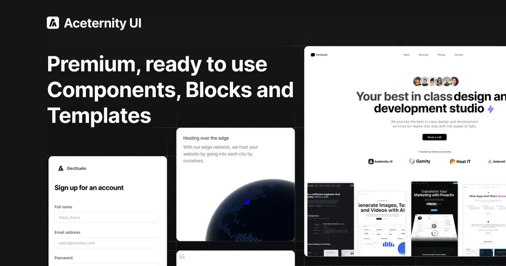 La interfaz de Aceternity UI