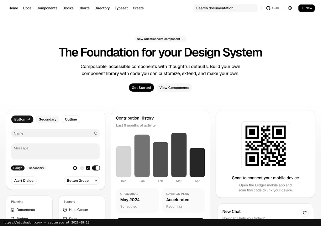 La web oficial de shadcn/ui