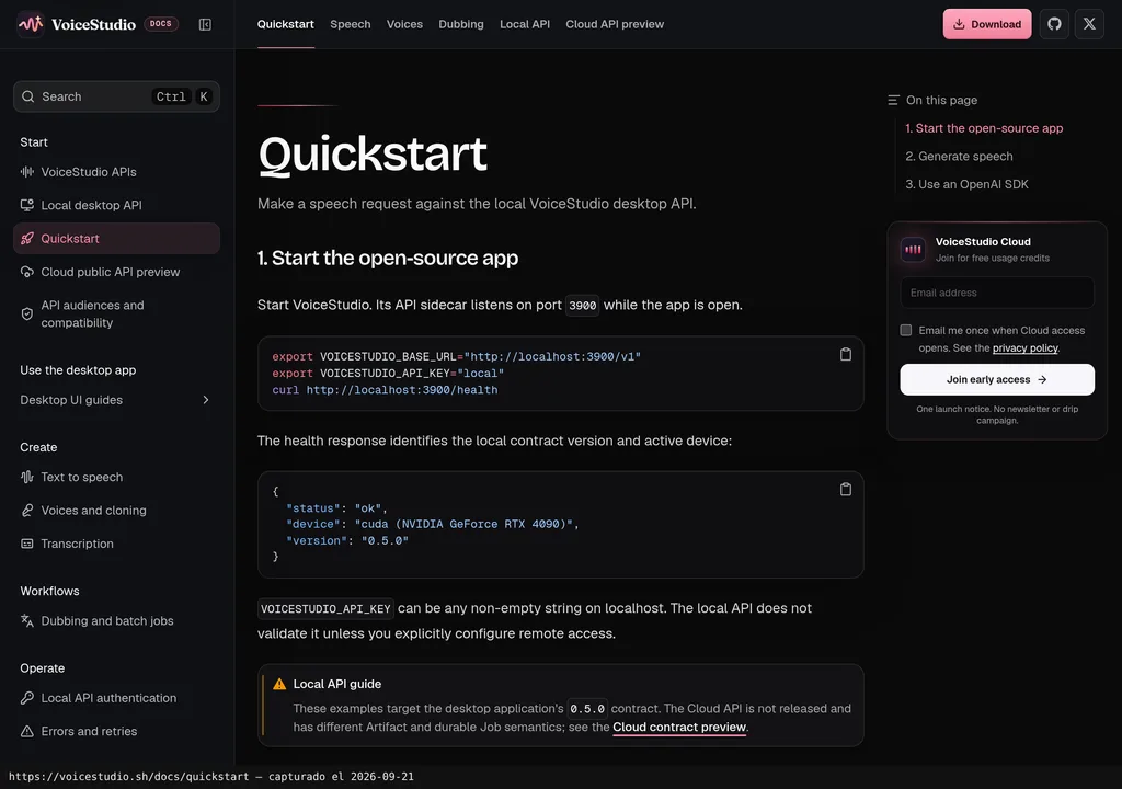 OmniVoice Studio running