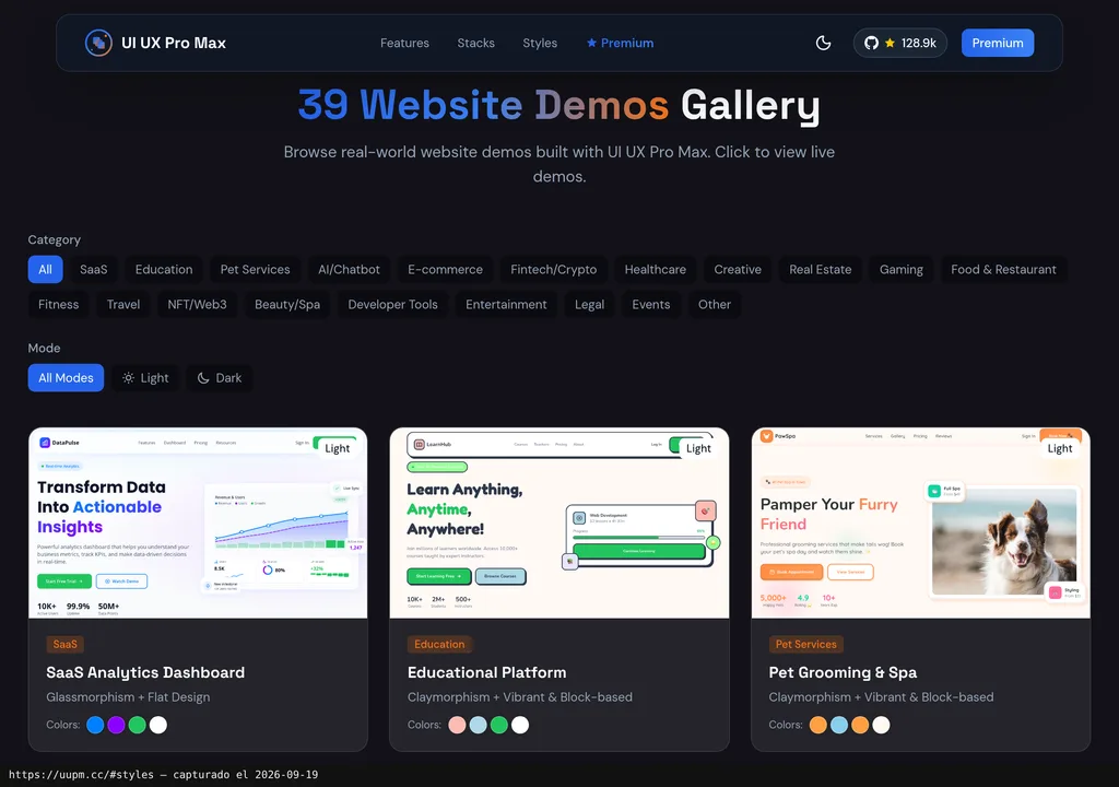 UI UX Pro Max Skill en funcionamiento