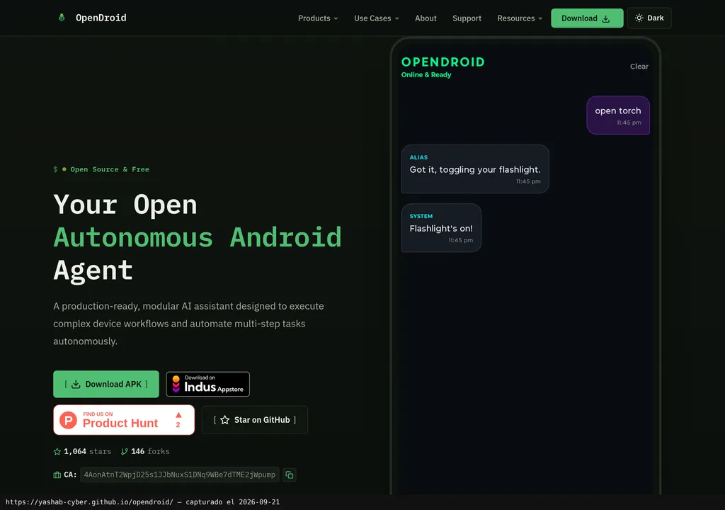 OpenDroid con un proyecto en edición