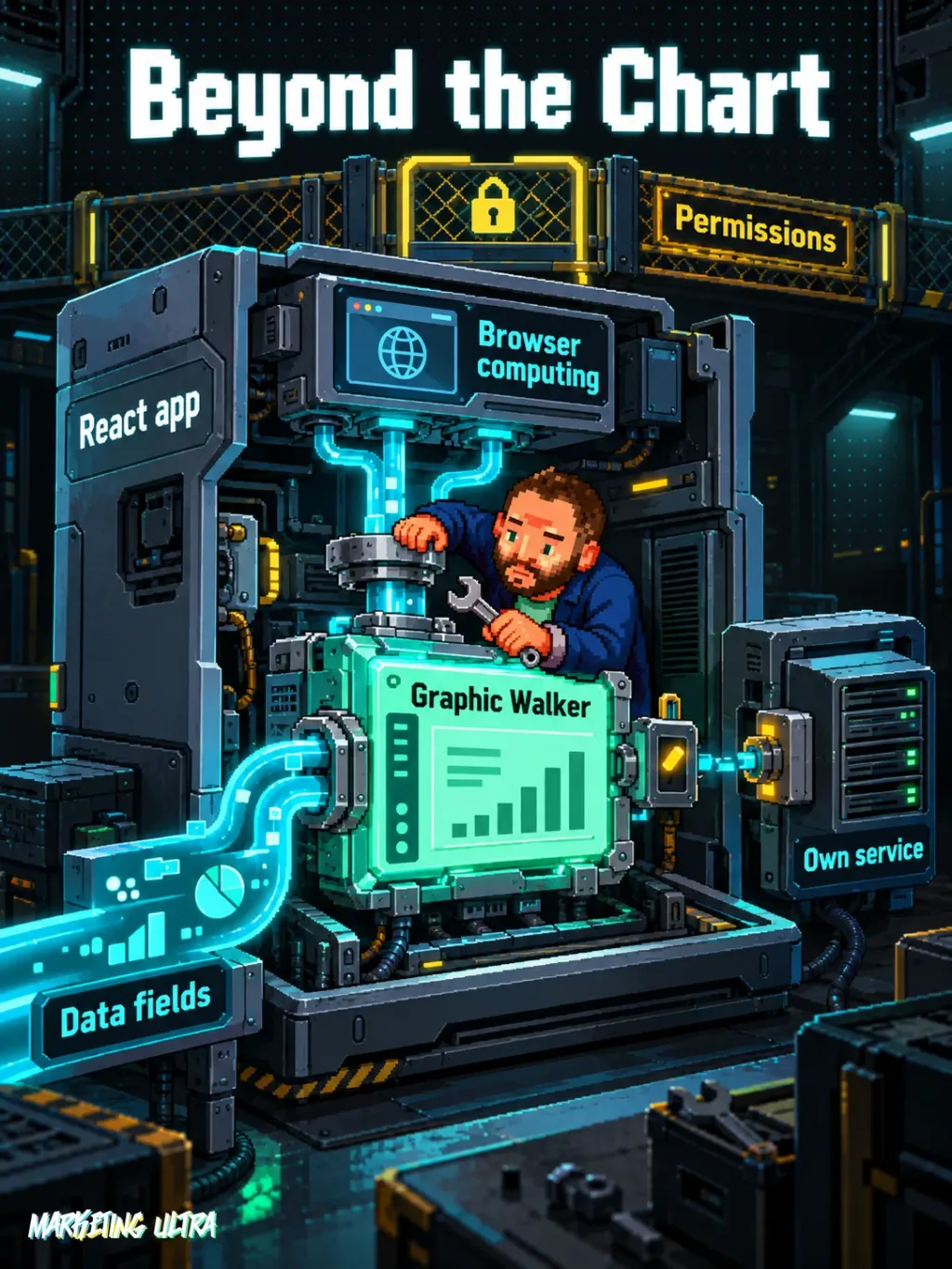 Mascot installs Graphic Walker in an open React application connected to data, computing, and permissions.