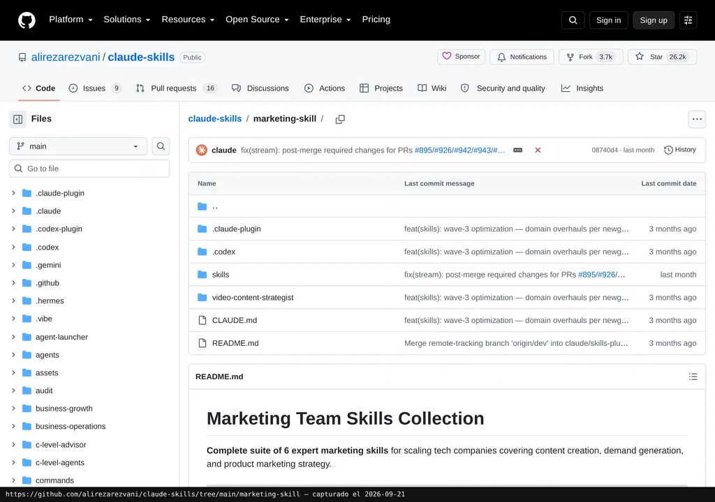 La web oficial de Marketing Skills de Alireza Rezvani