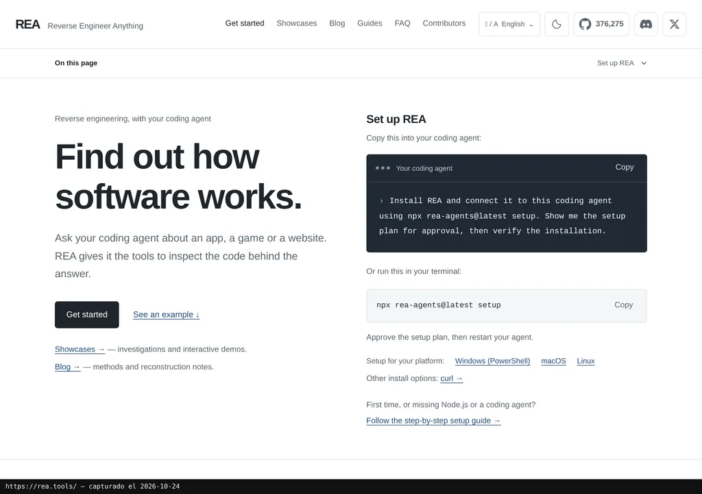 La web oficial de REA