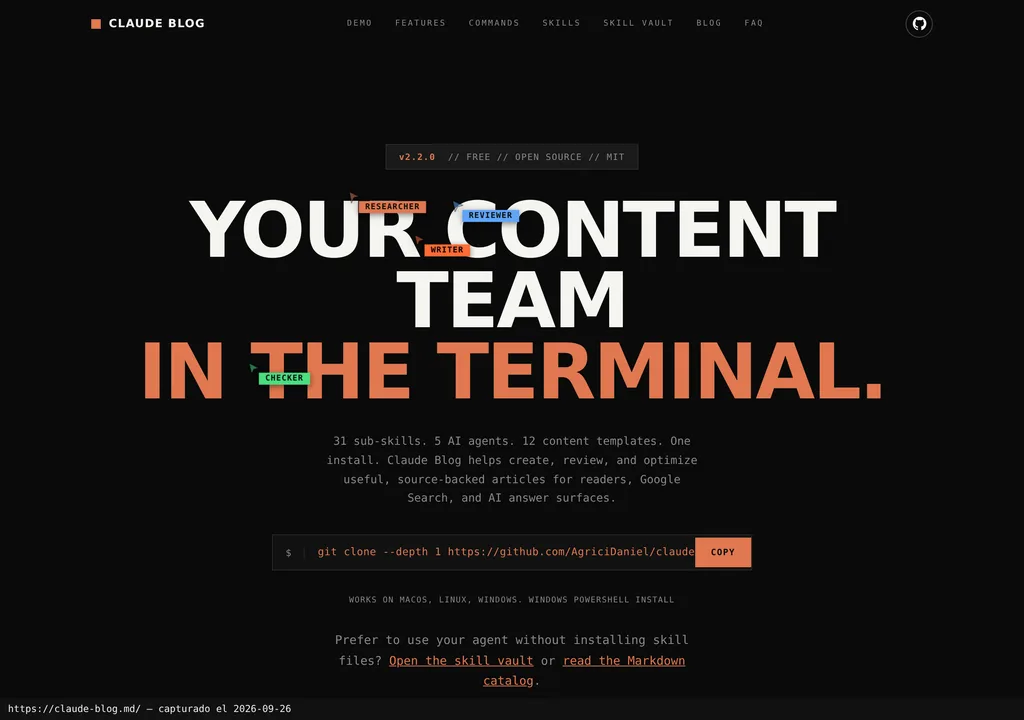 La web oficial de Claude Blog