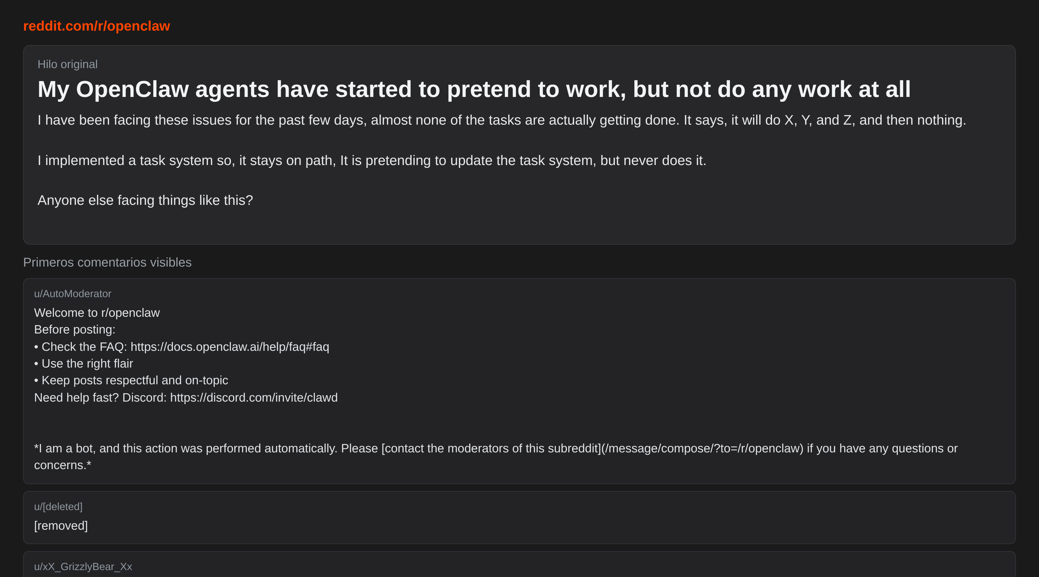 Captura del hilo de Reddit donde aparece el fix de configuración