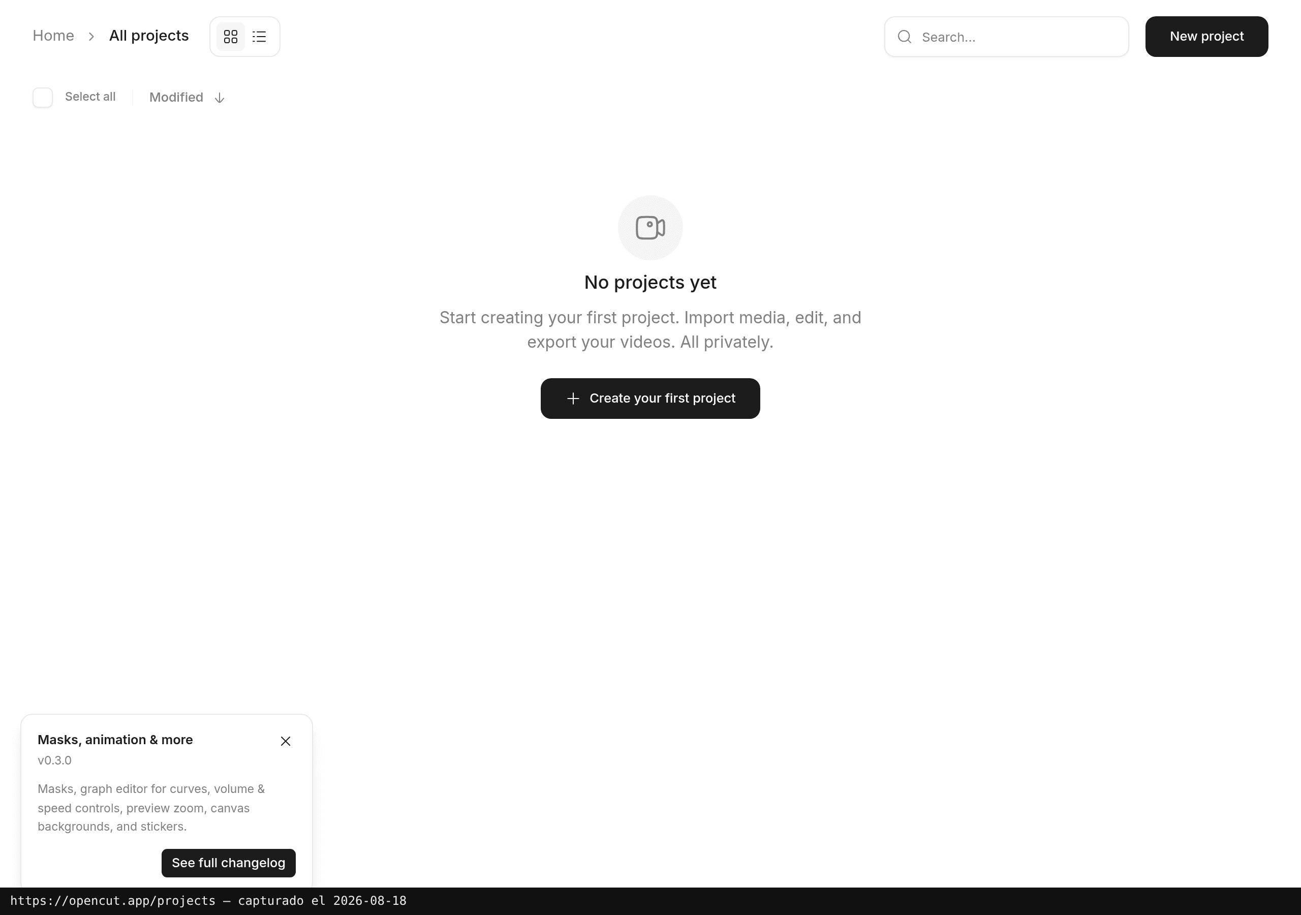 OpenCut en funcionamiento