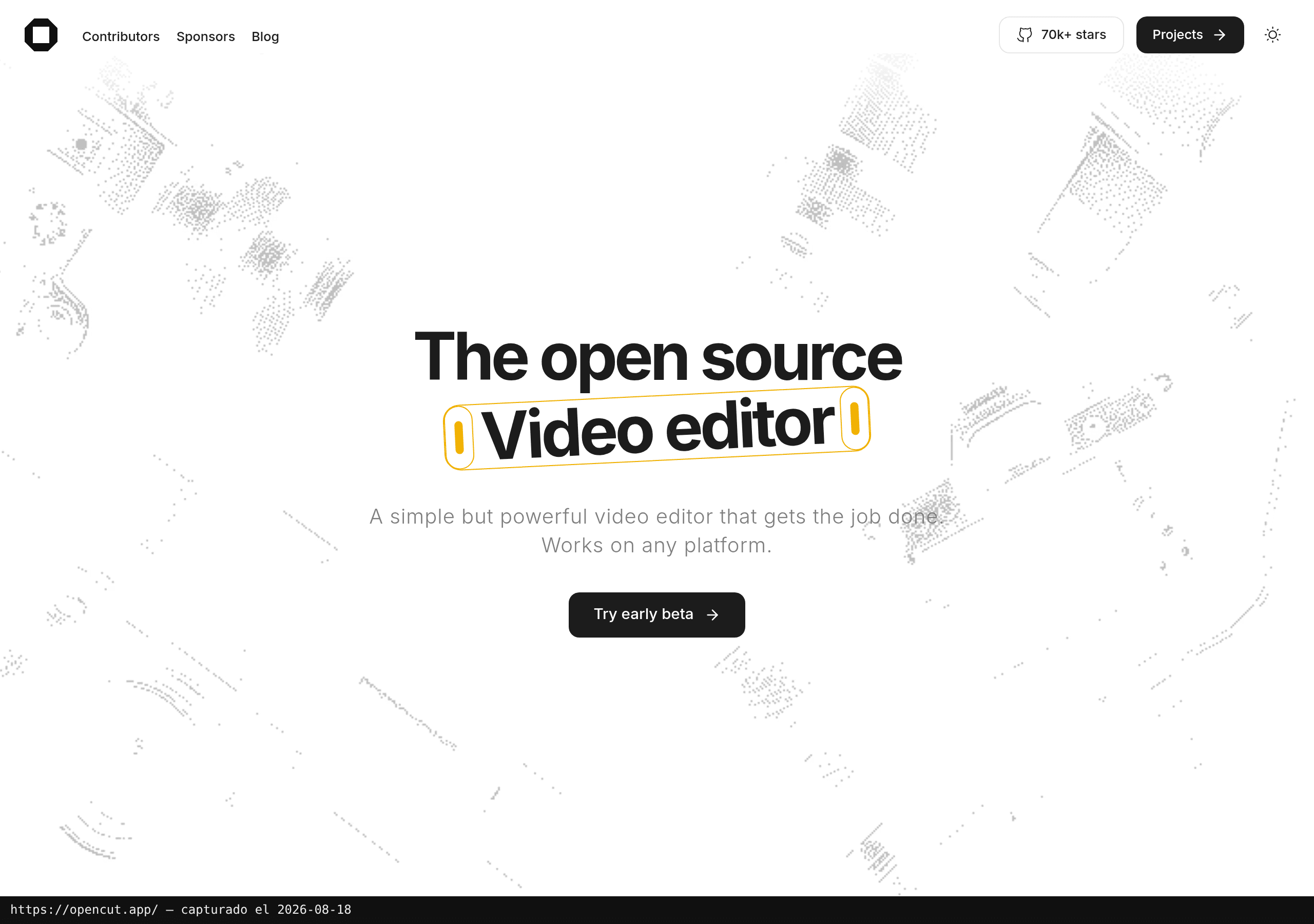 La web oficial de OpenCut